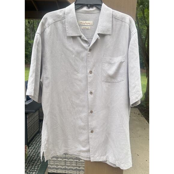 Tommy Bahama Men's Gray Silk Button Up Shirt Size Large Measurements in Descrip - Picture 1 of 16